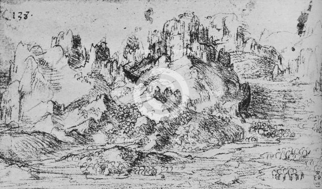 View over a Valley with Mountains Beyond', c1480 (1945). Artist: Leonardo da Vinci.
