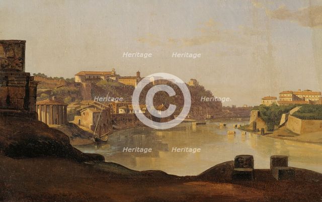 View over the Tiber to the Aventine, Rome, c1820. Creator: Gustaf Soderberg.