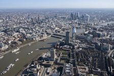 View over the City of London from the South Bank, London, 2018. Creator: Historic England Staff Photographer