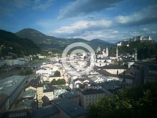 View over the city of Salzburg from the  Monchberg, 2022. Creator: Ethel Davies.