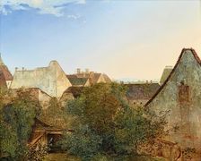 View over Viennese suburban houses (Beatrixgasse), 1839. Creator: Adalbert Stifter
