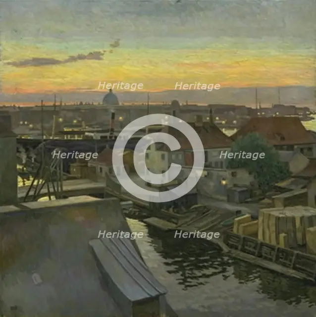 View over Wilders Plads at Christianshavn. Evening, 1906. Creator: Edvard Weie.