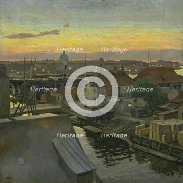View over Wilders Plads at Christianshavn. Evening, 1906. Creator: Edvard Weie.