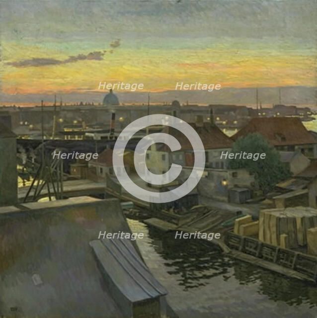 View over Wilders Plads at Christianshavn. Evening, 1906. Creator: Edvard Weie.