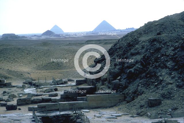 View south from the Step Pyramid to the Dashur necropolis, Saqqara, Egypt. Artist: Unknown