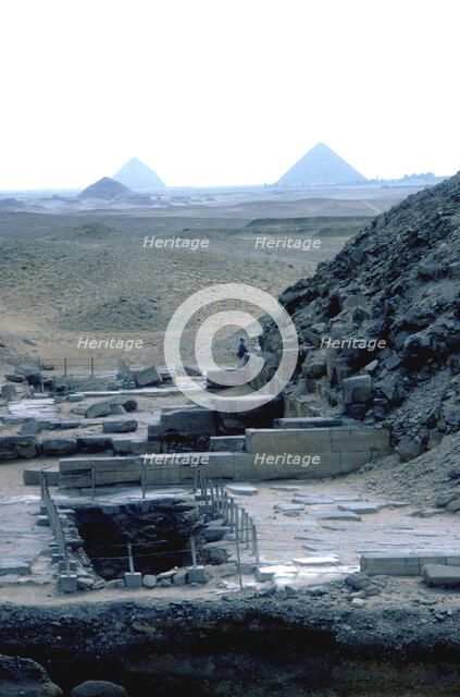 View south from the Step Pyramid to the Dashur necropolis, Saqqara, Egypt. Artist: Unknown
