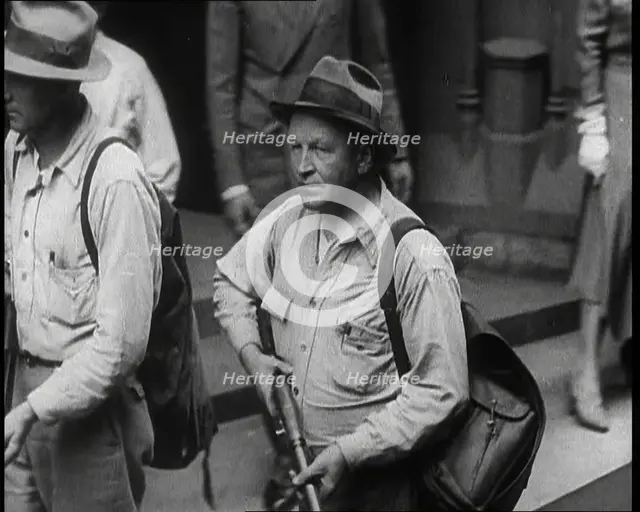 Vigilantes Carrying Guns Patrol the Streets To Fight Crime and Gang Warfare, 1932. Creator: British Pathe Ltd.