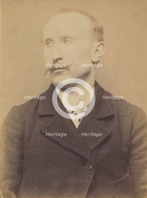Vignaud. Antoine. 32 ans, né à Cussey (Allier). Cordonnier. Vol anarchiste. 21/3/94. , 1894. Creator: Alphonse Bertillon.