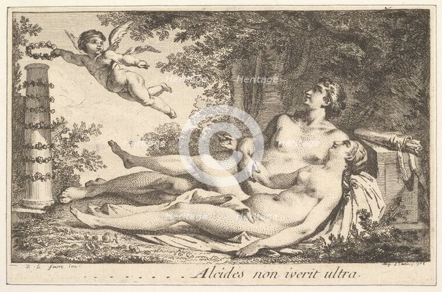 Vignette en regard du nom de Aug. de St. Aubin (Vignette next to the name of Augustin de S..., 1762. Creator: Augustin de Saint-Aubin.