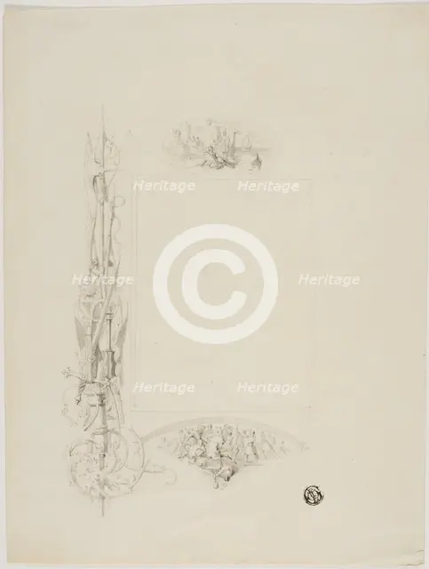 Vignette for Menu Card Decorated with Arms and Heroic Scenes, n.d. Creator: Unknown.