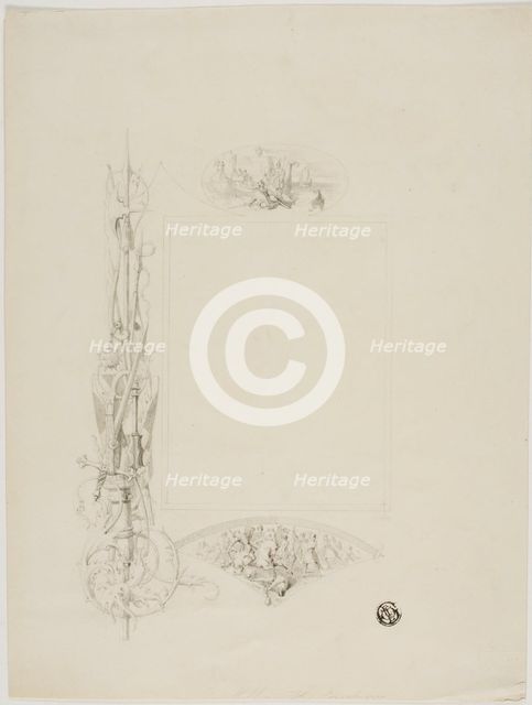 Vignette for Menu Card Decorated with Arms and Heroic Scenes, n.d. Creator: Unknown.