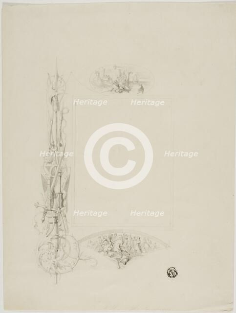 Vignette for Menu Card Decorated with Arms and Heroic Scenes, n.d. Creator: Unknown.