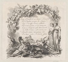 Vignette for the first chant of Roland Furieux, 18th century. Creator: Jean Charles Baquoy