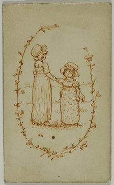 Vignette of Two Girls (recto); Athena (verso), n.d. Creator: Catherine Greenaway