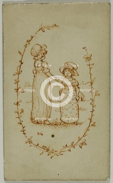 Vignette of Two Girls (recto); Athena (verso), n.d. Creator: Catherine Greenaway.