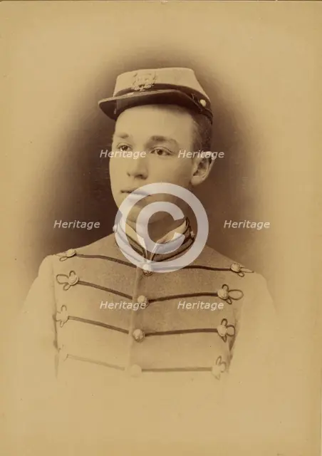 Vignette portrait of a young soldier, 1870s. Creator: Ira E Sumner.
