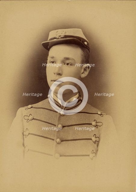 Vignette portrait of a young soldier, 1870s. Creator: Ira E Sumner.