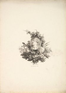 Vignette with the Head of Bacchus on a Cornelian, Tome I, Page 242, from Description de..., 1778-80. Creator: Augustin de Saint-Aubin