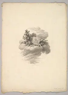 Vignette with Coin on a Cloud with Roses to the left and Doves Below and to the Right..., 1778-80. Creator: Augustin de Saint-Aubin