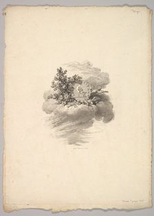 Vignette with Coin on a Cloud with Roses to the left and Doves Below and to the Right..., 1778-80. Creator: Augustin de Saint-Aubin