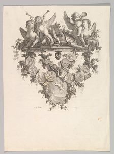 Vignette with Sphinxes and Putti, 1779. Creator: Jean Baptiste Marie Huet