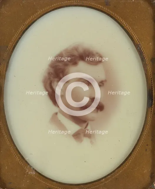 Vignetted Portrait of a Man with Moustache, about 1875. Creator: Unknown.