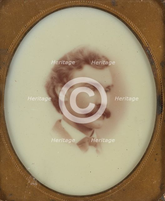Vignetted Portrait of a Man with Moustache, about 1875. Creator: Unknown.