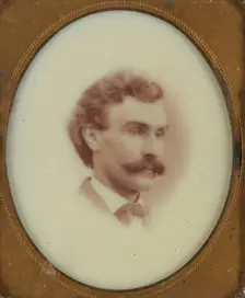 Vignetted Portrait of a Man with Moustache, about 1875. Creator: Unknown