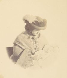 [Vignetted portrait, woman holding a baby], 1850s-60s. Creator: Alfred Capel-Cure