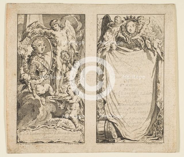 Vignettes pour les "Tablettes historiques, topographiques et physiques de Bourgogne", 1755. Creator: Etienne Fessard.