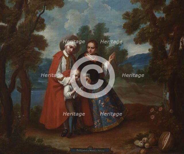 VII. From Spaniard and Morisca, Albino (De español y morisca, albino) (image 1 of 6), c1760. Creator: Juan Patricio Morlete Ruiz.
