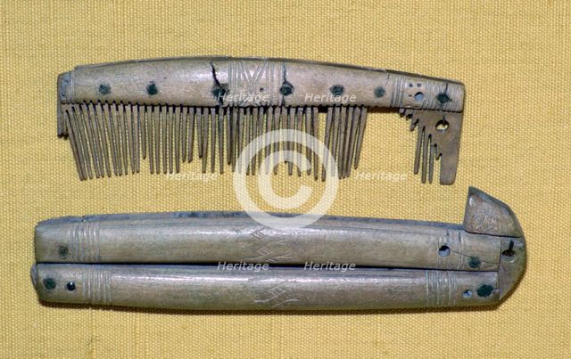 Viking period bone and ivory comb and case. Artist: Unknown