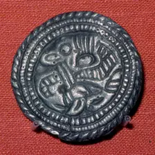 Viking pewter disc-brooch, 10th century