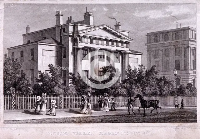 Villa at Regent's Park, Marylebone, London, 1827. Artist: W Watkins