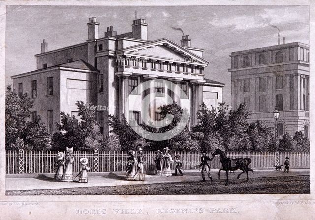 Villa at Regent's Park, Marylebone, London, 1827. Artist: W Watkins
