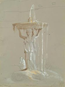 Villa Borghese - Fountain, 1824. Creator: James William Giles