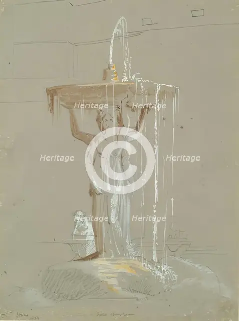 Villa Borghese - Fountain, 1824. Creator: James William Giles.