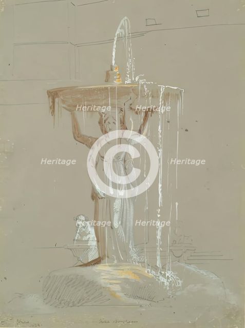 Villa Borghese - Fountain, 1824. Creator: James William Giles.
