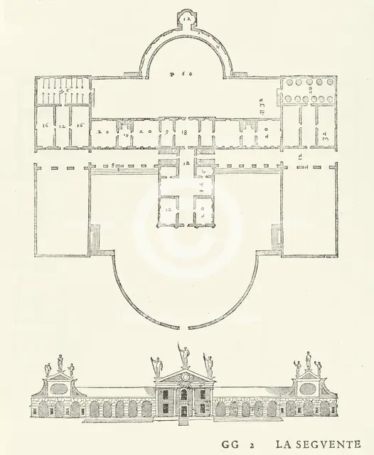 Villa Barbaro, from I quattro libri dell'architettura di Andrea Palladio (Book 2, page 51)..., 1570. Creators: Christoph Krieger, Johann Chrieger.