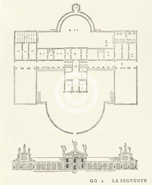 Villa Barbaro, from I quattro libri dell'architettura di Andrea Palladio (Book 2, page 51)..., 1570. Creators: Christoph Krieger, Johann Chrieger.