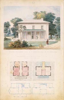 Villa for David Codwise, near New Rochelle, NY (project; elevation and four plans), 1835. Creator: Alexander Jackson Davis