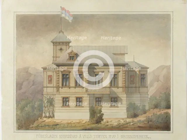 Villa in Kaivopuisto, mid-late 19th century. Creator: August Boman.
