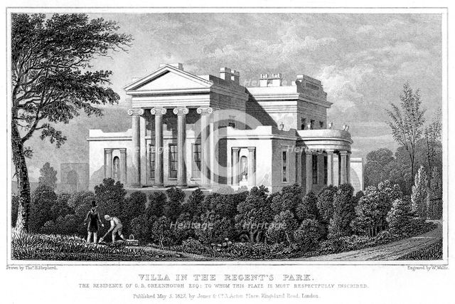 Villa in Regent's Park, London, 1827.Artist: W Wallis