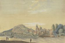 Village with a church by a river..., late 18th century. Creator: Caspar Schneider
