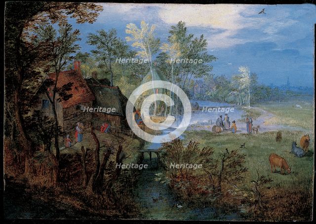 Village with peasants and animals. Artist: Brueghel, Jan, the Elder (1568-1625)
