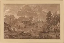 Village with Pond, c. 1782. Creator: Cornelis Brouwer