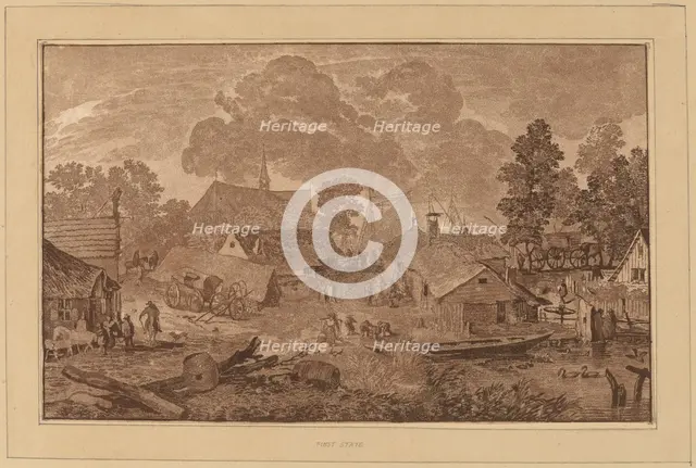 Village with Pond, c. 1782. Creator: Cornelis Brouwer.