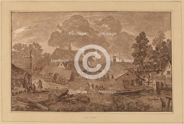 Village with Pond, c. 1782. Creator: Cornelis Brouwer.