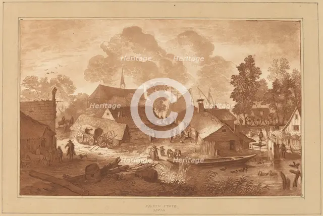 Village with Pond, c. 1782. Creator: Cornelis Brouwer.