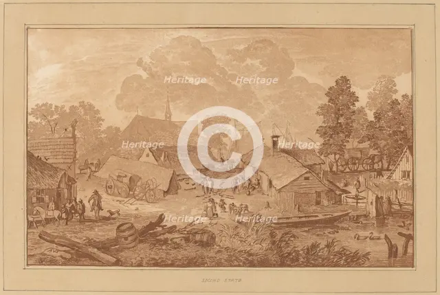 Village with Pond, c. 1782. Creator: Cornelis Brouwer.